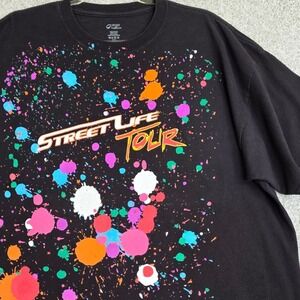 Street Life Tour‎ Shirt 2XL Black Neon Paint Splatter Tire Track Graphic Tee